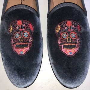 Del Toro Dia De Los Muertos Skull Slippers Velvet